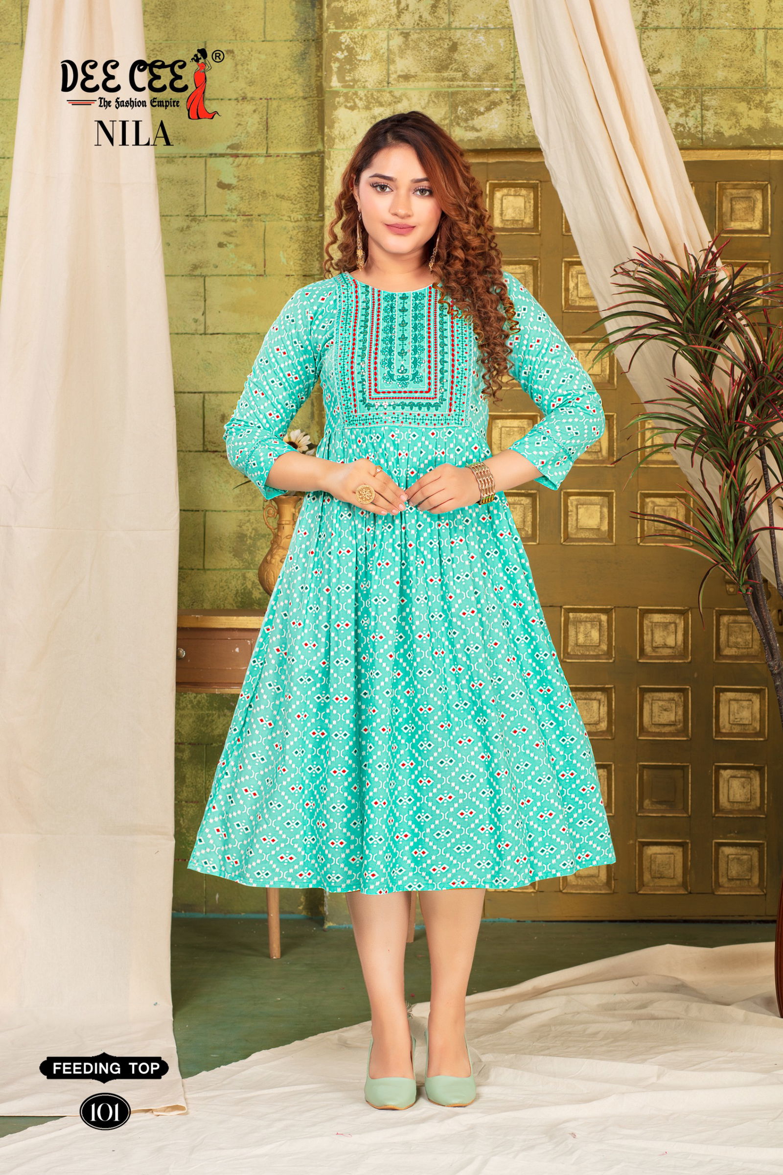 Nila By Deecee Feeding Flared Rayon Printed Kurtis Wholesale Shop In Surat
